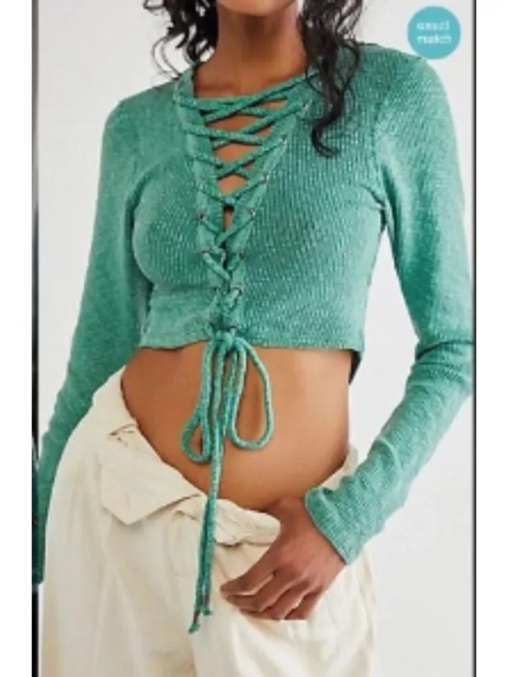Free People We The Free Corset Tie Thermal Cropped Top Reversible XS